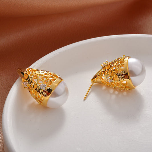 High-end, Light-luxury Waterdrop Pearl Stud Earrings